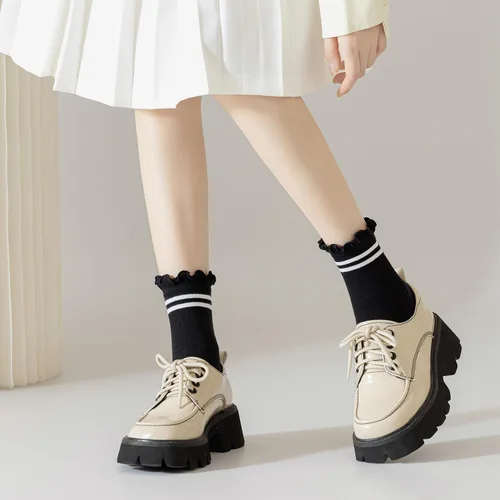 Vista 6 de Mcool Mary Womens Socks, Ruffle Turn-Cuff Casual Ankle Socks Breathable Cool Knit Cotton Lettuce Crew Frilly Sock 6 Pack