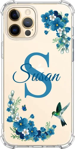Vista 12 de Funda Transparente de Cristal con Nombre Personalizado e Inicial, Compatible con iPhone 16 Pro Max 15 Plus 14 13 12 11 Xs Max XR 8 7 6 Plus 11 Mini