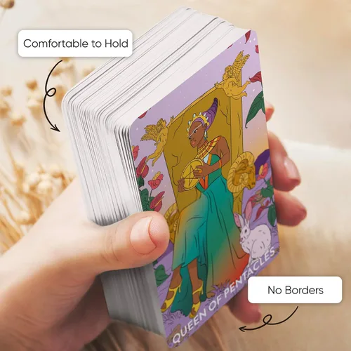 Vista 4 de Wyspell Baraja de Tarot Femenina – Cartas de Tarot Sin Bordes con Libro de Guía para Principiantes – Juego de Cartas para Principiantes