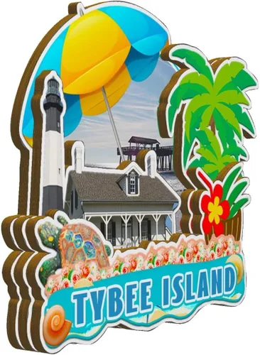 Vista 2 de Tybee Island Georgia USA - Imán de madera para nevera, monumentos 3D, recuerdos coleccionables, decoración hecha a mano -2659