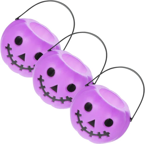 Vista 10 de Cubo de caramelos de calabaza mini cesta de dulces de Halloween con asa para golosinas de fiesta y niños truco o trato