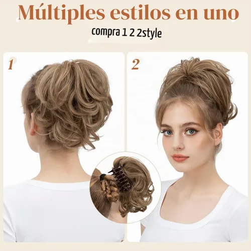Vista 7 de Pinza de pelo con clip de garra, moño corto, pieza de cabello de moño desordenado, extensiones de cabello flexibles, ramificación de cabello