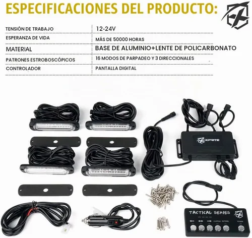 Vista 7 de Xprite Kit de luces estroboscópicas LED ámbar para montaje en superficie, parrilla de parrilla lateral, luz intermitente de advertencia