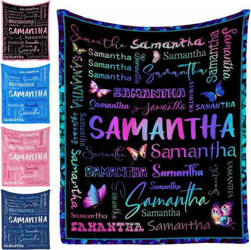Vista 30 de Manta personalizada, 20 colores para niño y niña, manta con nombre personalizado para niños y adultos, manta de Navidad para niños y niñas