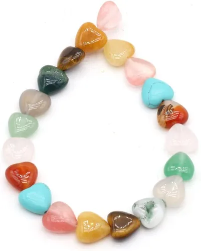 Vista 14 de Cuentas de piedra natural pulida en forma de corazón mixto de amatista para hacer joyas, collares, pulseras, 2 hebras