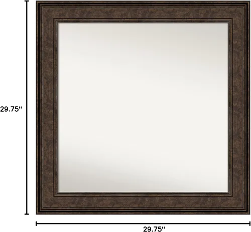 Vista 1030 de Amanti Art Espejo de pared personalizado no biselado (25 x 25 pulgadas), marco de bronce acentuado, varios tamaños personalizados, espejo de baño