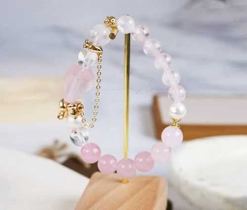 Vista 225 de Precious Gemstone Natural Crystal Healing Bracelet, Rutilated Quartz, Moonstone, Quartz Handmade Original Design Bracelet