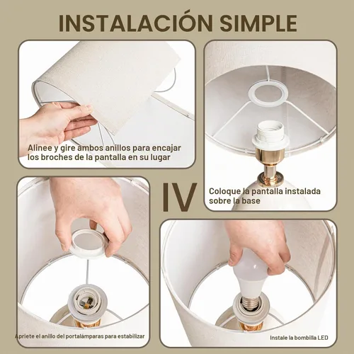 Vista 9 de Dawnwake Juego de 2 lámparas de mesa de cerámica de 17.7 pulgadas para sala