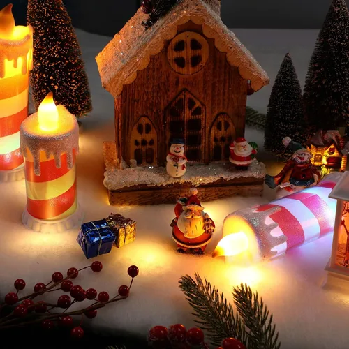 Vista 3 de 4 mantas de nieve de Navidad preiluminadas con luces LED, camino de mesa iluminado para vacaciones, accesorios de aldea de Navidad, decoración