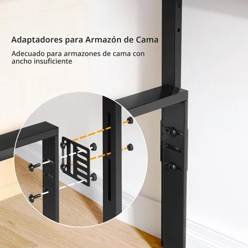Vista 7 de Cabecero tapizado para cama matrimonial con luces, color negro Negro Terciopelo