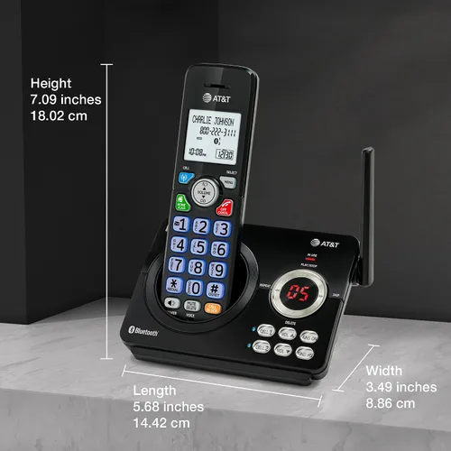 Vista 12 de AT&T Teléfono inalámbrico DECT 6.0 - Bloqueador de llamadas inteligente, Bluetooth conecta a la celda, anuncio de identificación de llamadas