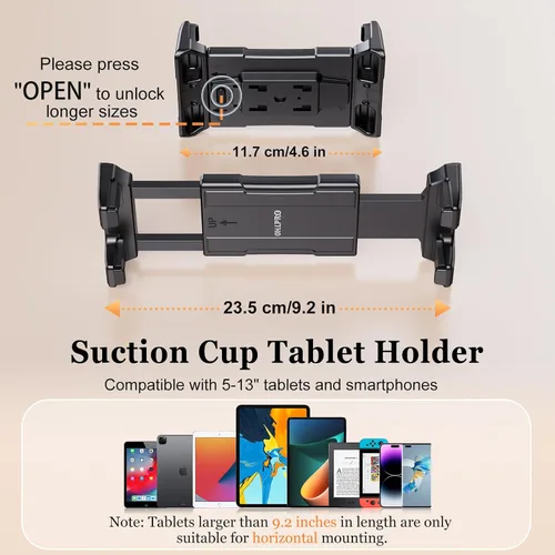 Vista 5 de OHLPRO Soporte para tablet para tablero de automóvil [soporte de ventosa] escritorio de pared para parabrisas, soporte ajustable para iPad mini Air