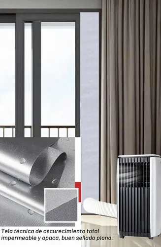 Vista 4 de Kit de ventilación de aire acondicionado para puerta corredera, sello universal de puerta corredera de balcón para aire acondicionado portátil