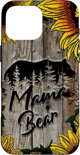Vista 19 de Funda de regalo para el día de la madre con diseño de girasol de madera rústica para iPhone 16 Mama Bear