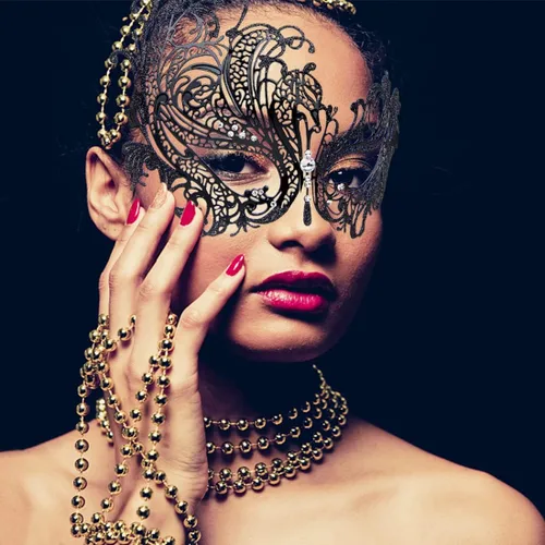 Vista 3 de IETANG - Antifaces venecianos para parejas, baile de máscaras, accesorios de disfraz o fiesta, 1 par