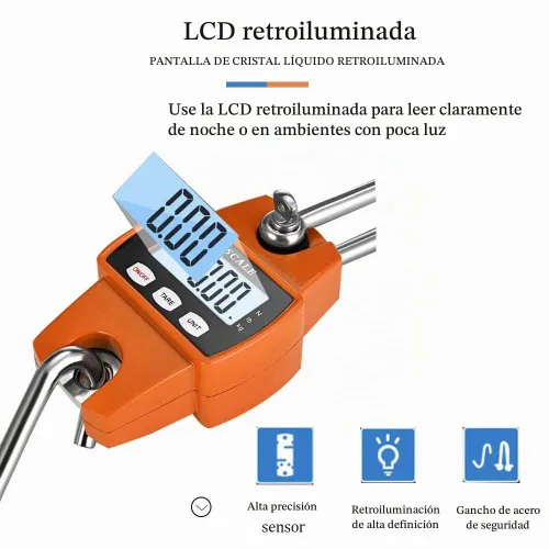 Vista 3 de Báscula de peso colgante industrial resistente para granja, caza, peso de tiro de arco, peces grandes y elevación Hoyer con sensor preciso digital