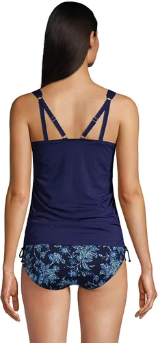 Vista 2 de Lands End Traje de baño tankini largo resistente al cloro ajustable con cuello en V y aros para mujer
