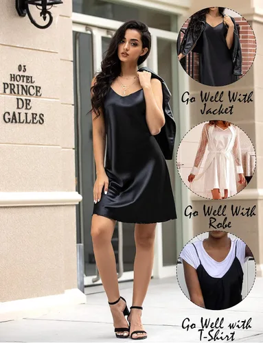 Vista 2 de Avidlove Ropa de dormir sexy para mujer, lencería de satén, camisón