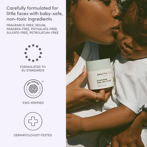 Vista 3 de Evereden Crema facial nutritiva para bebé, 1.7 onzas, loción facial no tóxica y sin fragancia Crema hidratante para bebés rica y no grasa