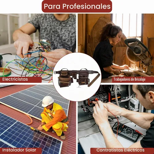 Vista 6 de Style n Craft Combo de electricista de 4 piezas y 22 bolsillos, cinturón de herramientas con 2 bolsas de herramientas y un soporte multiherramienta