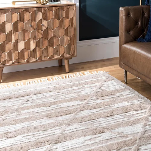 Vista 9 de Rugs USA Bing Shag - Alfombra de área, 5 x 8 pies, color beige