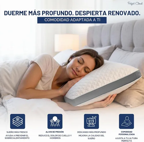 Vista 9 de Almohada de espuma viscoelástica Perfect Cloud, diseño refrescante, loft ajustable Dual Temperature Pillow With Breathable Design For Back, Side &