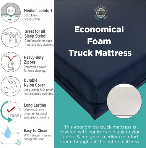 Vista 4 de Everynight Road Deluxe - Colchón económico de espuma de doble cara para camión, 75 x 32 x 5 pulgadas