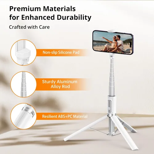 Vista 7 de ATUMTEK Trípode selfie stick de 62 pulgadas, trípode extensible de aluminio con control remoto Bluetooth recargable, compatible con teléfonos