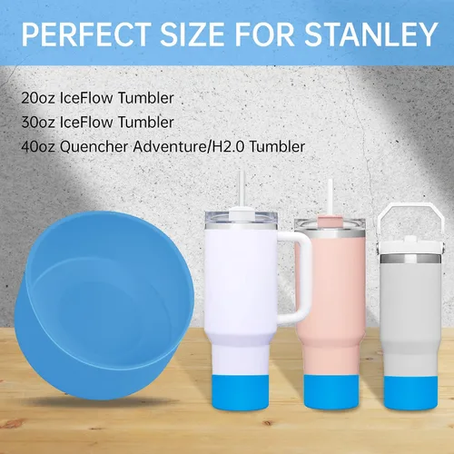 Vista 3 de 1 bota de silicona para vaso Stanley Quencher de 40 onzas, funda de silicona para Stanley IceFlow de 20 onzas y 30 onzas, accesorios de copa