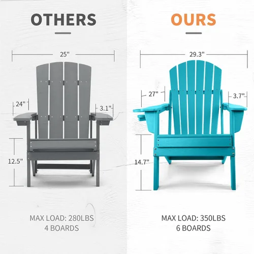 Vista 3 de FUNBERRY Silla plegable Adirondack, sillas de hoguera de HDPE para todo tipo de clima con portavasos para exteriores HDPE All Weather