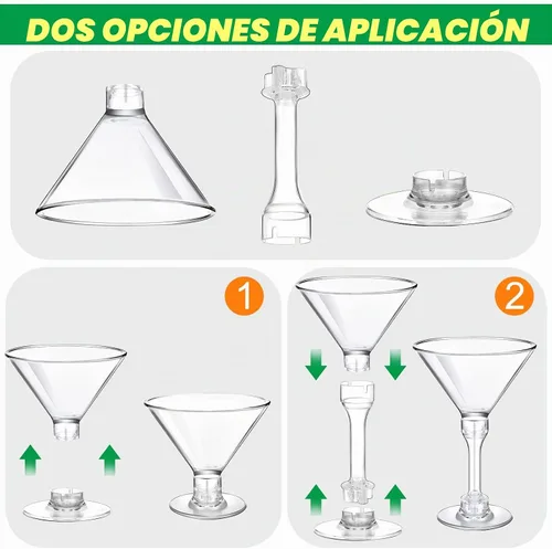Vista 4 de 100 vasos de Martini de plástico desechables de 5 onzas, vasos de cóctel altos, mini vasos de plástico de Martini irrompibles, tazas de postre
