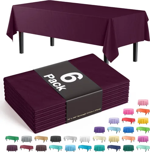 Vista 26 de Party Solids Paquete de 6 manteles de plástico prémium de 54 pulgadas x 108 pulgadas. Cubierta de mesa rectangular de plástico - Aqua