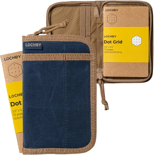Vista 24 de LOCHBY® Carpeta Field A5 Cubierta de carpeta de 6 anillas Lona encerada resistente al agua Diseño plano Sistema A5 apto para recargar