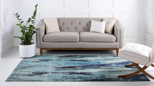 Vista 3 de Unique Loom Jardin Collection - Alfombra para múltiples áreas, abstracta, vibrante., Polipropileno, Azul
