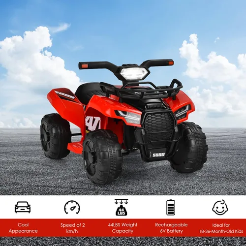 Vista 9 de HONEY JOY Cuatrimoto para niños, cuatrimoto de 4 ruedas con batería con caja de almacenamiento, bocina, música, faros LED, juguete ATV de 6 V