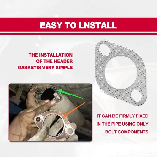 Vista 7 de Junta de colector de escape estándar 2 "2-Bolt Junta de brida de escape de coche Junta de escape de repuesto OEM # 120-06310-0002 Accesorios