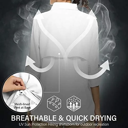 Vista 6 de Camisa de protección solar UPF 50 para mujer camisa de manga larga para pesca senderismo secado rápido transpirable