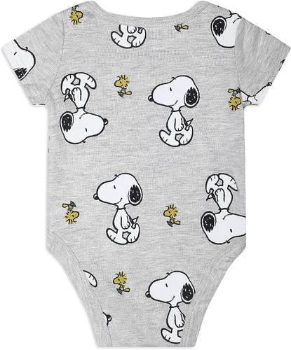 Vista 3 de Peanuts Snoopy - Paquete de 4 mamelucos de manga corta para recién nacidos y bebés