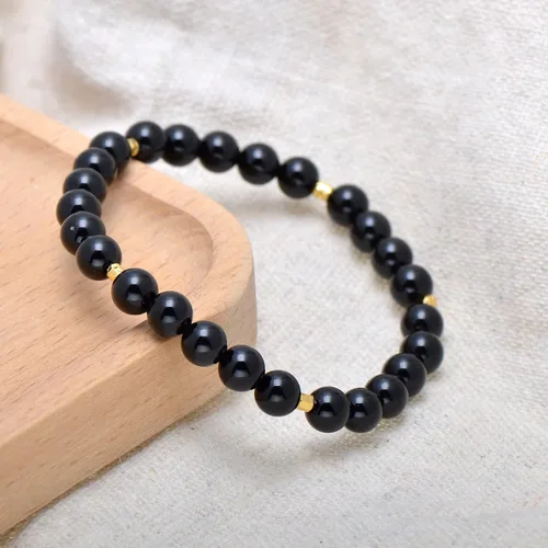 Vista 2 de Paialco Pulsera elástica de cuentas naturales o creadas de 0.236 in, pequeña para niñas y mujeres, 6.5 pulgadas