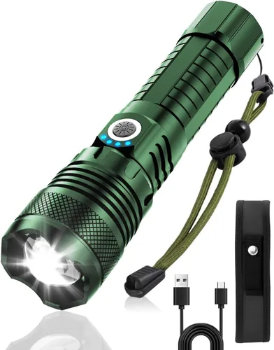 Vista 13 de Victoper Linternas LED Rojas, linterna táctica recargable de alto poder y alto lúmen súper brillante, 5 modos, con zoom, impermeable, luces de flash