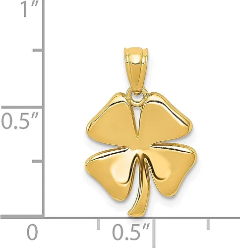 Vista 3 de Collar con colgante de trébol de 4 hojas de oro amarillo de 14 quilates, dije de buena suerte, cuerno italiano, claddagh, joyería fina para mujer