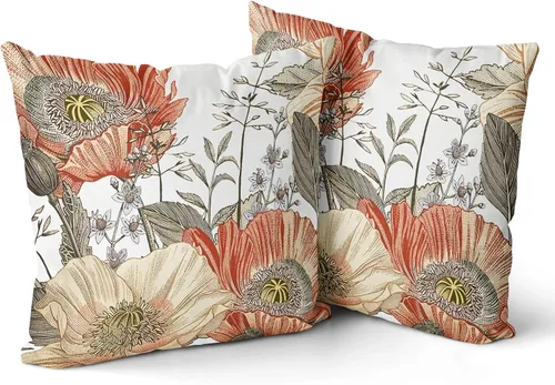 Vista 17 de Snycler Fundas de almohada boho 16x16 pulgadas juego de 2, almohadas de estilo boho para sofá en azul marino, rojo, geométrico, floral, decorativas
