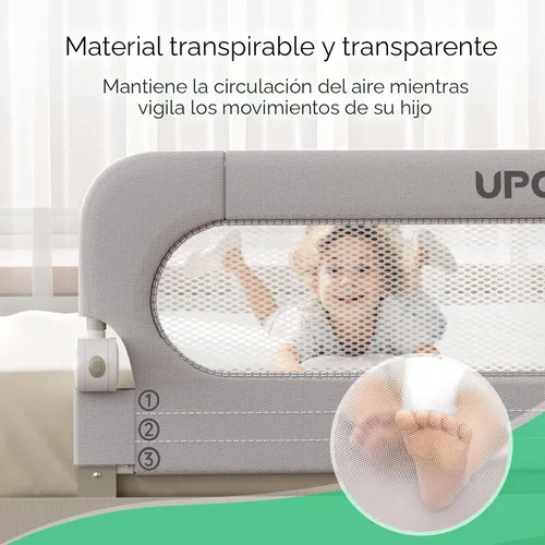 Vista 5 de UPGOGO Barandilla plegable para niños pequeños, gris, 33 pulgadas de largo
