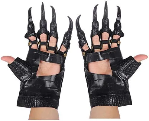 Vista 5 de Himine Accesorios de fiesta de carnaval de Halloween, accesorios para cosplay, guantes de garra de dragón, Negro