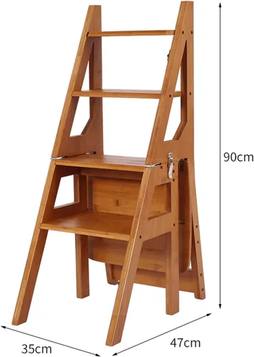 Vista 2 de Escalera de escalera plegable, silla de escalera, portátil, plegable, resistente, antideslizante, escalera multifunción, para Biblioteca
