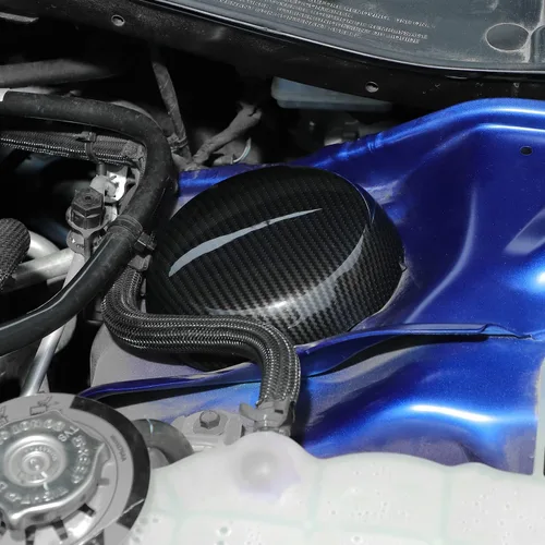 Vista 7 de JWWY Cubierta colgante para compartimento del motor para Dodge Challenger Charger 2009-2025+, accesorios de motor, fibra de carbono ABS, 2 piezas