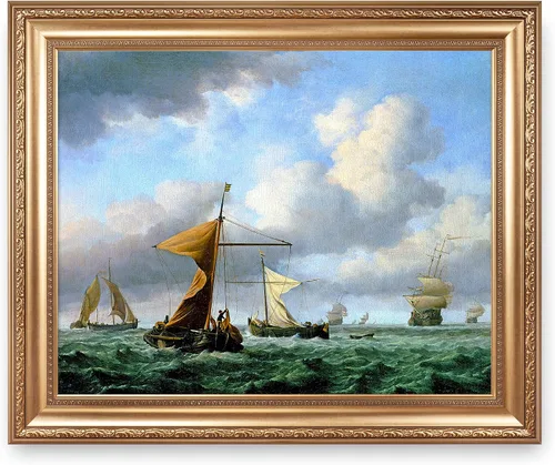 Vista 75 de A&T ARTWORK A Brisk Breeze por Willem van de velde Reproducciones de pintura de velero, impresiones en lienzo giclée para decoración del hogar, 20 x