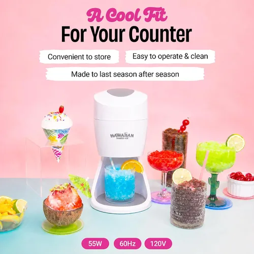 Vista 3 de Máquina de raspado de hielo Hawaiian Shaved Ice S900A Máquina eléctrica de cono de nieve, bebidas heladas y granizados con 2 tazas reutilizables