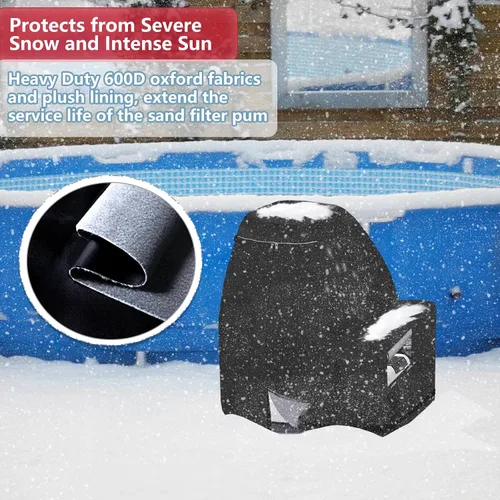 Vista 3 de Bitubi Cubierta de invierno para bomba de filtro de arena con forro de felpa, cubierta impermeable para bomba de piscina, protege de la nieve severa
