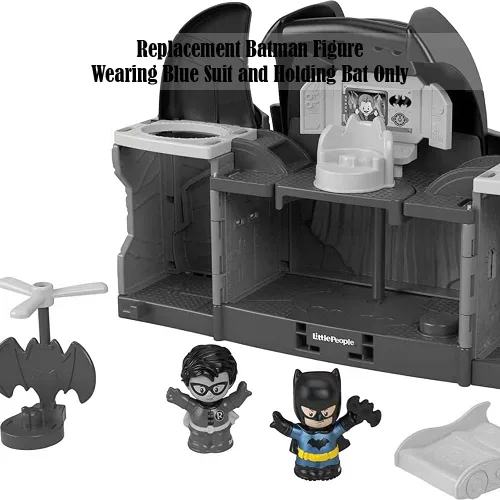 Vista 2 de Piezas de repuesto para Fisher-Price Little People Batcave - GMJ16 ~ DC Super-Friends Playset ~ Figura de Batman de repuesto ~ Llevando traje azul